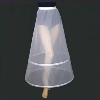 Naiste Pruudi 2 Hoops-Line Pahkluu Pikkus Täielik Tõsta Petticoat Üks-Kiht Elastne Impeeriumi Talje Pulm Kleit Crinoline Underskirt