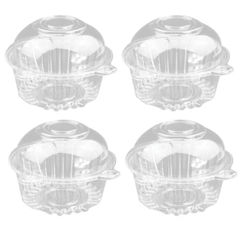 100 Tükki Läbipaistev Plastik Ühe Cupcake Kook Kasti Muffin Dome Omanik Box