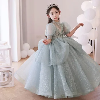 2024 Tanssiaiset Kleit Elegantne Tüdruk Imiku Luksus Ehitud Maxi Ball Kleit Lapsed Klaver Tulemuslikkuse Kostüümid Lastele Tüdrukud Partywear