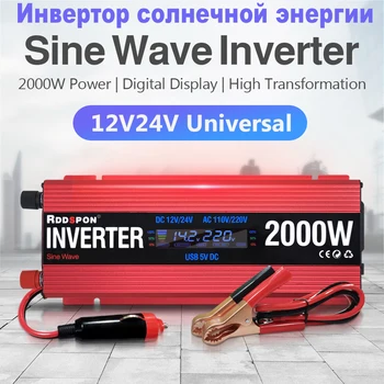 600W 1000W 2000W Solar Power Inverter Sine Wave Generator DC 12V 24V AC 220V 110V Trafo Pinge USB-Auto Converter