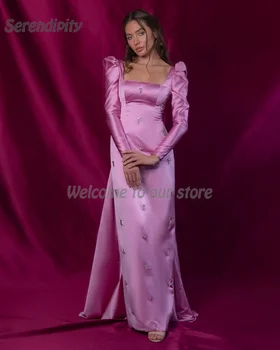 Serendipity õhtukleit Square Krae فساتين سهرة Merineitsi Elegantne Ehitud Täis Varruka Purple Prom Kleit Seksikas Naiste 2024