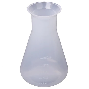 6X Plastikust Läbipaistev Labori Keemiline Erlenmeyeri Kolvid Konteiner Pudelis 250 Ml