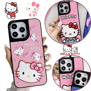 Sanrio Hello Kitty Telefon Case for IPhone 15pro 14 13 12 11 Pro Max Plus Juhul Anime Objektiivi Kate Kummist Anti-drop Kest