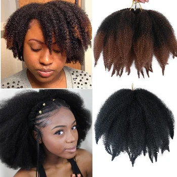 Lühike Pehme Afro Krussis Lokkis Juuksed 8inch Marley Juuksed Patsi Sünteetiline Pehmed Värvilised Heegeldatud Punumine juuksepikendusi Naistele