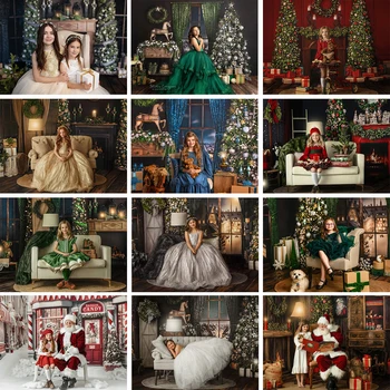 Jõulud Elutuba Tausta Lapsed Perekonna Portree Rekvisiidid Beebi Tüdruk Fotograafia Photostudio Xmas Windows Kamin Taust
