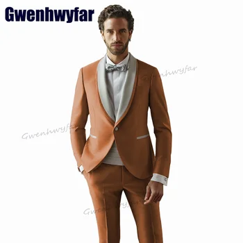 Gwenhwyfar Trendikas Uus Stiil Pulmas Peigmees Meeste Ülikond Ametlik Bleiser Komplekti Pool Kandma Õhtusöök Kleit Mantel Kostüüm Homme（Jope+Püksid）