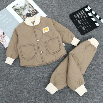 New Baby Puuvillane Ülikond Poisid ja Tüdrukud Klamber Kahe-osaline Komplekt, Väike-ja Keskmise suurusega Lapsed Polsterdatud Paksenenud Mudelid