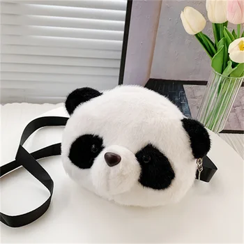 Naiste Cute Cartoon 3D Palus Panda Crossbody Kott Naiste Talvel Soe Kohev Messenger Kott Mobiiltelefoni Kott Daamid Reisi Rahakotid