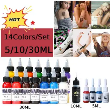 Kuum 14Color 5/10/30ml/pudeli Brändi Professionaalne Tätoveering Tint Komplektid, Body Art Looduslike Taimede Micropigmentation Pigment Värv Komplekt