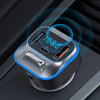 T73 Kiire Auto laadija FM Saatja Juhtmeta 5.0 Bluetooth-ühilduva Vabad MP3-Mängija PD Tüüp C QC3.0 USB LED Light