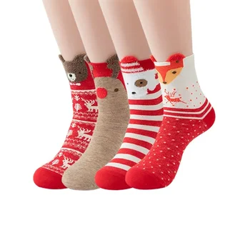 Jõulud Sokid Cartoon Bear Muster Suurte Punaste Sokkide ja Mõõna Aasta Naiste Sokid Jõulud Midtube Puuvillased Sokid