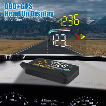 M13 Auto Head Up Display OBD-GPS HUD Digitaalne Kell Spidomeetri KMH RPM Arvesti Häire Tuuleklaasi Projektor Interjöör Test Tarvikud