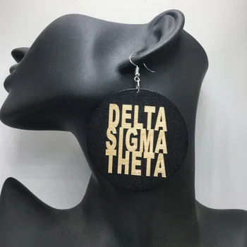Graveeritud Delta-Sigma Theta Puidust Kõrvarõngad