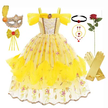Halloween Kostüüm Lapsed Printsess Mesh Ball Kleit Tikitud Kleit Belle Laste VestidosBelle Tulemuslikkuse Varustus