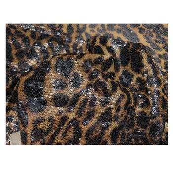 Karamelli Värvi-Ja Must Peep Varba Kingad Tikitud Jacquard Leopard Printida Trahvi Võrgusilma Riidest