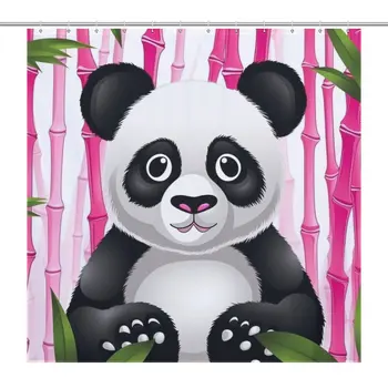 Troopiline Floora Panda Bambusest Riie Dušš Kardin Extra Long Vannituba Decor Veekindel, Vann, Kardinad 12tk Konksud