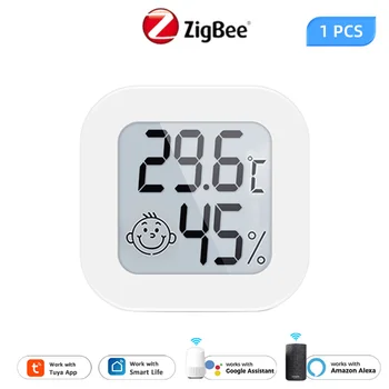 Tuya ZigBee Smart Home Temperatuuri Ja Niiskuse Andur Koos LED-Ekraan, Töötab Smart Elu Tööd Alexa Google Assistent