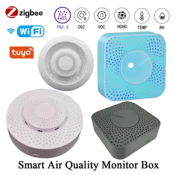 Tuya WIFI/Zigbee Smart õhukvaliteedi Monitor Kasti VOC HCHO PM2.5/10 Gaasi Detektor Temperatuuri-Niiskuse Mõõtja 6 1 Õhu Majapidajanna