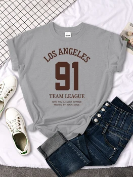 Los Angeleses 91 Meeskond Liigas, Tee Top Lühike Varrukas Loovust Tee Topid Liiga Oluline, T-Särk Street Trend Softwomen Tshirt