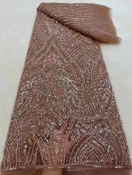 Luksuslik Aafrika Peigmees Litrid Helmed Pits Kangas Kvaliteetne 2023 Prantsuse Beaded Couture Materjalide Jaoks Nigeeria Pulm