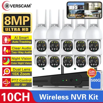 H. 265 8MP Traadita Süsteemi 10X Suurenduse Värvikas Öö 2-Way Audio Veekindel WIFI IP Security Kaamera 10CH NVR videovalve Komplekt