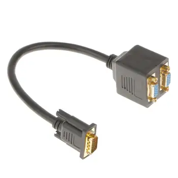 VGA 1 Mees Dual 2 VGA Naine Konverteri Adapter Y Cable jaoks Projektor