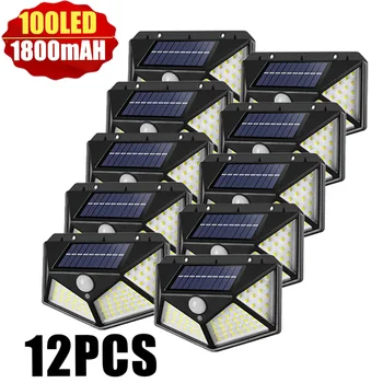 100 LED Solar Seina Tuled Väljas Päikese Lamp on Veekindel Liikumisandur Solar Powered Päikesevalguse Tänaval Valgus Aia Kaunistamiseks
