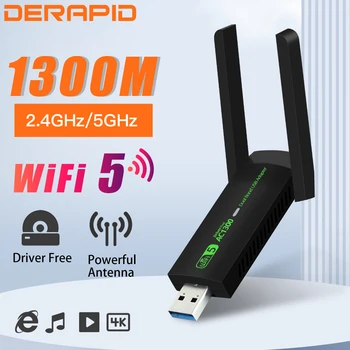 1300Mbps USB WiFi Adapter Dual Band 2.4 G 5GHz Wireless Dongle Signaali Vastuvõtja AP Mode For PC/Win7 Sülearvuti/10/11 Juhi Vaba