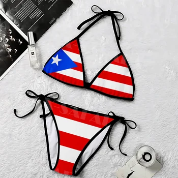 Põhja-Ameerikas Tugev Puerto Rico Kolju vapp 3D Print Naiste Micro Bikini Set Suvel Beachwear Seksikas Beach ujumispüksid
