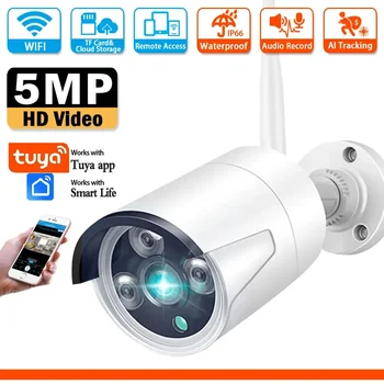 5MP CCTV WIFI Järelevalve IP Kaamera Selge Öise Nägemise Tuya Rakenduse Remote Access Veekindel Smart Home Jälgida, Wi-Fi Bullet Kaamera