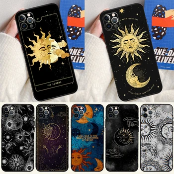 Crescent Moon Sun Kata Case For iPhone 15 14 13 12 11 Pro Max XS XR X 12 13 Mini 7 8 15 Plus SE 2022 Fundas