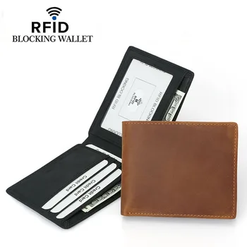 RFID Blokeerimine Ehtne Nahk Taskud Meeste Rahakott Krediidi Äri Kaardi Omanikele Vintage Bifold Rahakott Kõrge Kvaliteedi Kingitus Rahakotid