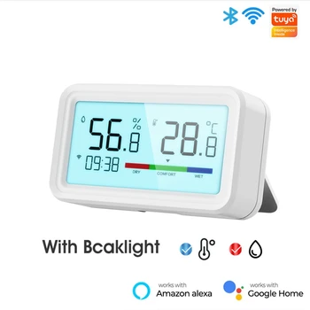 Tuya Smart Wifi Temperatuuri Ja Niiskuse Andur Traadita Termomeeter Hygrometer LCD Home Serveri Ühendusega Häire Lihtne Kasutada