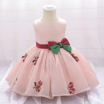 Beebi Tüdrukud Elegantne Printsess Kleit Tikandid Flower Girl Pulmapidu Kostüümid Bowknot Imik, Beebi Sünnipäeva Ristimine Vestidos