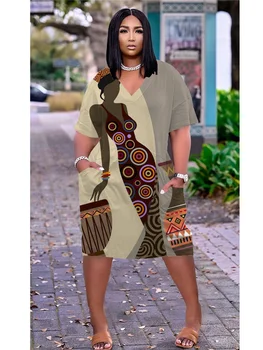 Seksikas Native Kleidid Aafrika Naiste Mood Midi Kleit Bohemian 3D Pool Kleit Naine Slim Sundress Tasku V-Kaelus Kleit-Aafrika Uued