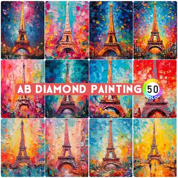 Diamond Maali AB virmalised Eiffeli Torn Värvikas Maastik Mosaiik Tikandid 5D DIY 2023 Uue Komplekti Käsitöö Home Decor