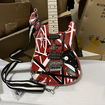 Edward Eddie Van Halen Raske Reliikvia Punane Franken 5150 Electric Guitar Must Valgete Triipudega Floyd Rose Tremolo Silla Kaldus Maastur