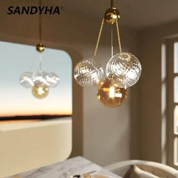 Põhjamaade Luksus Kodu Decor LED Valgusega Multi-värvi Kõrge Läbipaistvusega Klaas Palli Ripats Lamp Magamistuba Living Hotel Restaurant SANDYHA