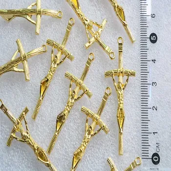 60 tükki / roosipärja kulda käsitsi valmistatud metallist rist kuld rist ripats DIY käsitöö kõrvarõngad ja käevõru pika ahelaga ehted ripats