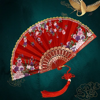 Siidist Riie Gold Serv Fännid Hiina Traditsioonilise Tantsu Fänn Hiina Stiilis Fänn Kohandatud Käsitsi Kokkuklapitavad Fänn dekoratiivsed fänn