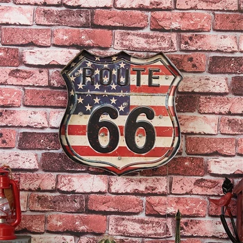 Route 66 Neoon Märk Dekoratiivsed Vintage USA LED Metallist Märgid, Baar, Klubi, Kohvik Seina Riputamise Kunsti Kodu Kaunistamiseks Valgust