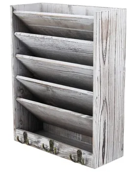 Hot Müük Maamees Torched Puit Seinale Paigaldatud Magazine Rack Dokumendid Korraldaja,seinale paigaldatud posti omanik puidust posti sorteerija