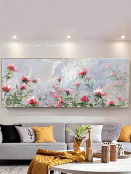 Värvikas Lille 100% käsitsi maalitud Abstraktsed Nuga Käsitöö Paks Õli Lõuendil Maali Seina Art Maalid Kodu Kaunistamiseks Kingitus