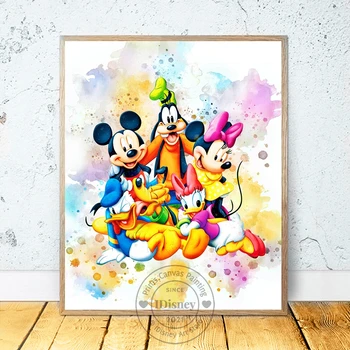 Disney Mickey Mouse Club House Pildid Lõuendile Maali Cartoon Akvarell Plakat Laste Lasteaed Tuba Home Decor Sünnipäeva Kingitus