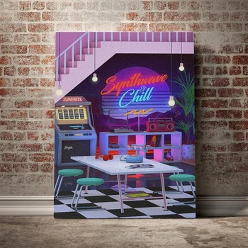 Wall Art Modulaarne Lõuend Synthwave ja Chill 80ndate Retro Pilte Home Decor Maali Prindib Plakat elutuba Cuadros raamita