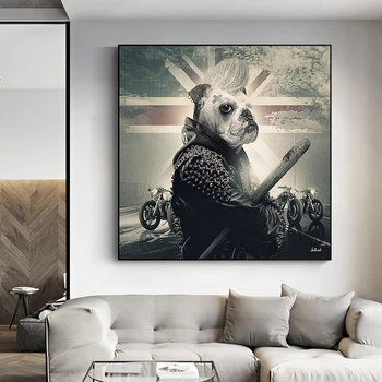 Loomade Must Buldog Koer Lõuendile Maali prantsuse Plakat Abstraktse Seina Art Lõuend Trükib Pildid Seina Kunst elutuba Kodu