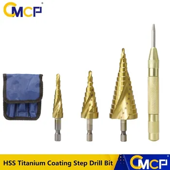 CMCP Samm Koonus Puur Hex Varre 4-12 4-20 4-30mm Metal Hole Lõikur Center Punch Titanium Kattega HSS Metallist Drill Bit