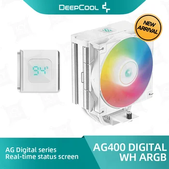 DeepCool CPU Cooler AG400 Digitaalse valge ARGB jaoks AM5 2100 RPM PWM reaalajas Ekraanil CPU Air Cooler, 4 Heatpipe Kiibi Jahutus
