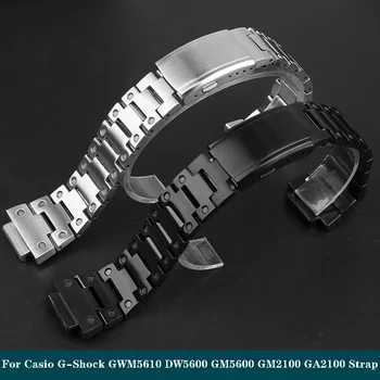 Solid Roostevabast Terasest Watchband jaoks Casio G-Shock GWM5610 DW5600 GW-5000 G-5600 GA2100 GM5600 GM2100 Meeste 16mm Kella rihm