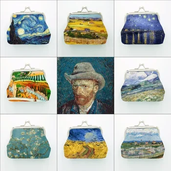 Van Gogh õlimaal Coin Rahakotid, Meeste ja Naiste Värvikas Välimus Rahakoti Omanikud Euroopa Retro Stiilis Lukk Ladustamise Kott